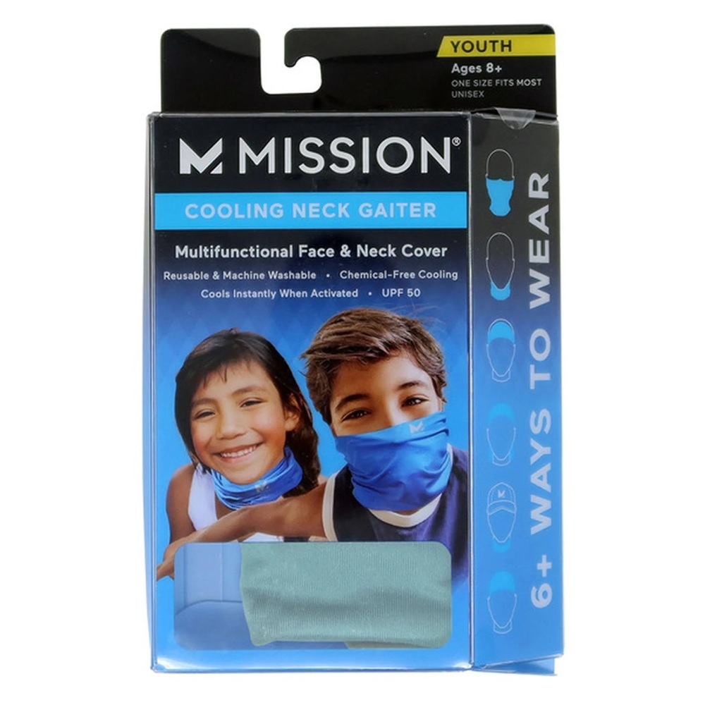 Mission Unisex Kids Youth Cooling Neck Gaiter - Aqua Sky